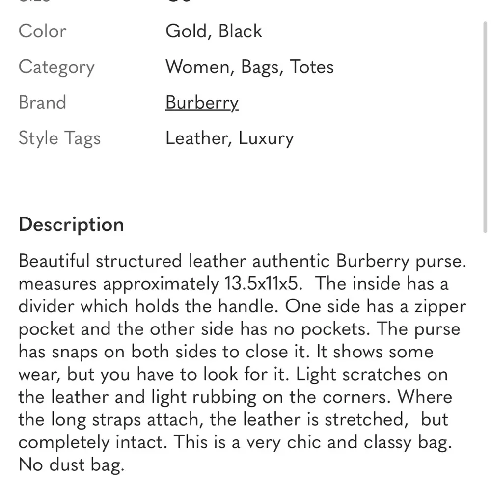 Burberry Black Textured Leather Bag with Gold Accents - Picture 6 of 9